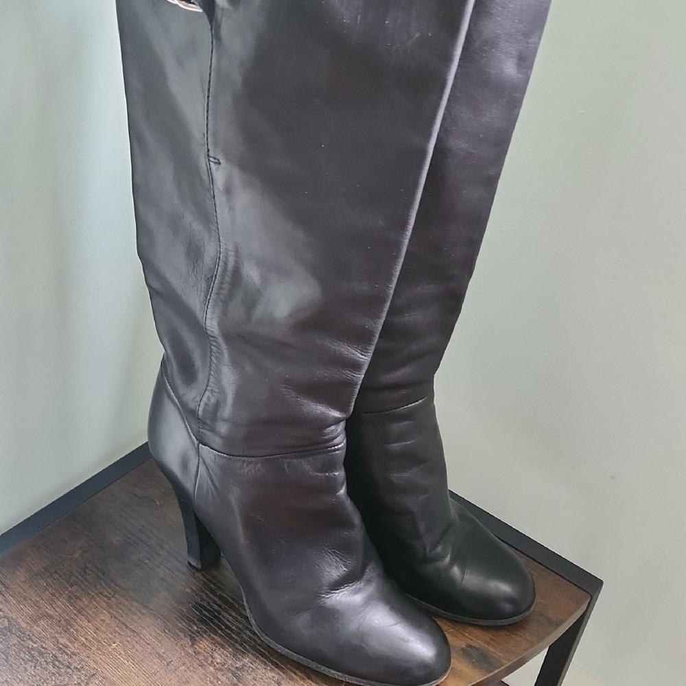 Lambertson Truex Elegant Black Leather Knee-High Boots